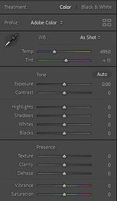 The visual of the lightroom slider panel as used to help the reader in the guide to Lightroom Presets
