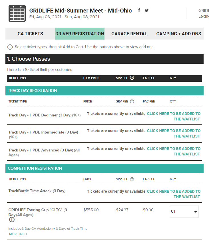 The Registration for the Gridlife racing series. Allowing to pick which class to sign up for in a simple easy to use menu making racing easier to get into. 