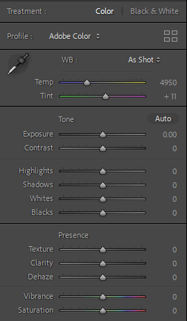 The visual of the lightroom slider panel as used to help the reader in the guide to Lightroom Presets
